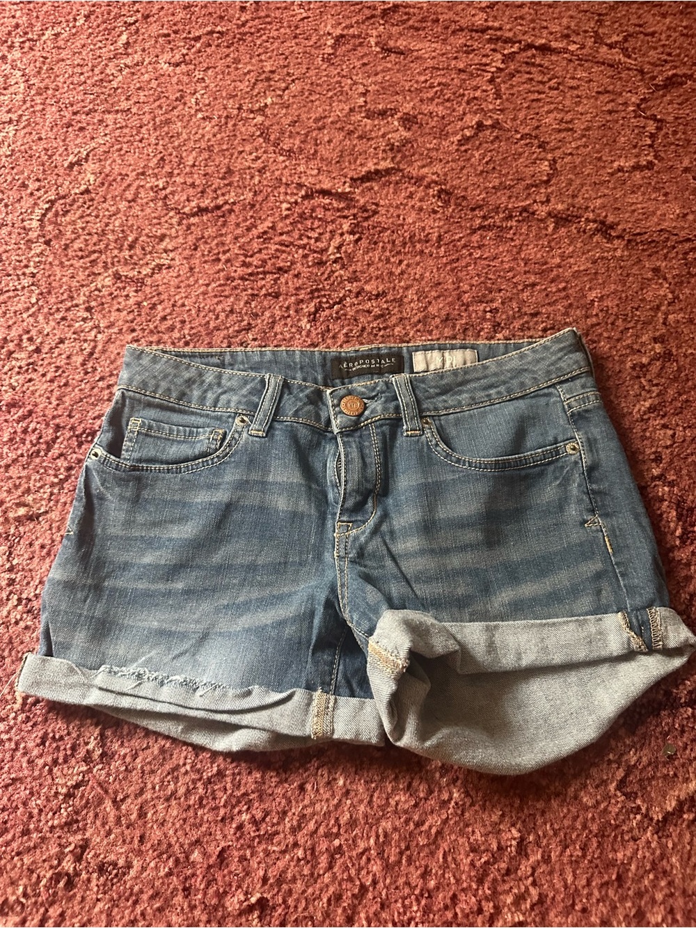 Aeropostale Medium Blue Cuffed Denim Women's Shorts